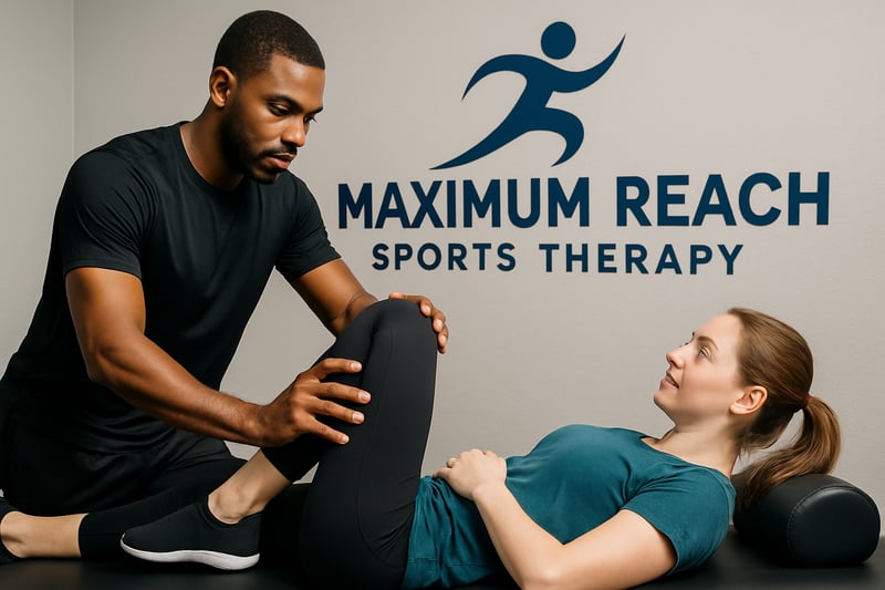 Sports therapist assisting a client with recovery exercises at Maximum Reach 365 Sports therapist assisting a client with recovery exercises at Maximum Reach 365